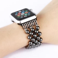 China Modische Black Beaded Achat iWatch Band Hersteller