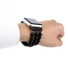 China Handgemachte schwarze Achat Perlen Gummiband Uhrenarmband Hersteller