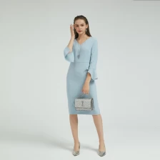 Κίνα Κομψή H-line φόρεμα με φουσκωτά μανίκια Κίνα Εργοστάσιο κατασκευαστής