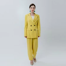 Chine Pantalon taille haute pour femme en jaune citron fabricant
