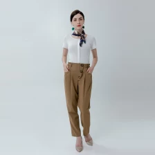 Cina Pantaloni da donna a vita alta con cinturino a balze produttore