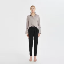 China Geplooide damespantalon met halfhoge taille voor dames fabrikant