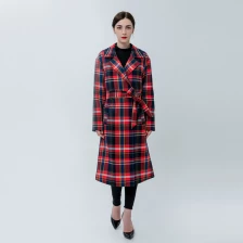 China Ladies Plaids Trench Coat with Belt manufacturer