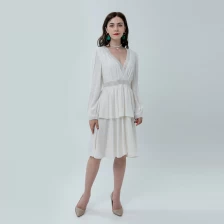 China Ladies V-neck Tiered Midi Dress manufacturer