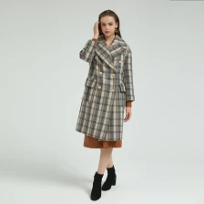 China Damen Wolle Check Coat China Factory Hersteller