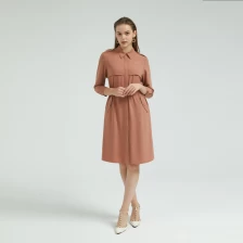 China Lady Elegant Belted Dress with Long Sleeves China ODM manufacturer
