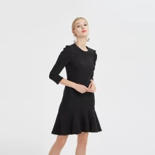 China Slanke kleine zwarte jurk met 3/4 mouwen Chinese fabrikant fabrikant