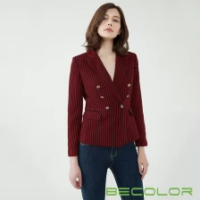 China Stripe Double-breasted Mulheres Blazer China ODM fabricante