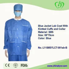 porcelana Bata de Laboratorio de punto chaqueta azul con puños y el cuello fabricante