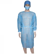 China Blue Non-woven disposable Isolation gown with Knitted Cuffs manufacturer