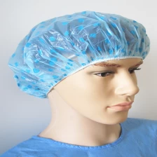 China Disposable PE Bath Hat with Heart-Shaped in Blue manufacturer