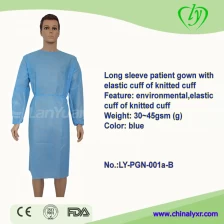 China Disposable non-woven long sleeve patient gown blue manufacturer