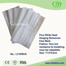 China Pure White Head Hanging Non-woven PP Face Mask manufacturer