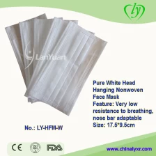 China Pure White Head Hanging Nonwoven Face Mask manufacturer