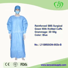 China Reinforced SMS Surgical Gown With Knitted Cuffs manufacturer
