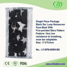 China Single Piece Package Black Face Mask with Five-Pointed Stars Pattern manufacturer
