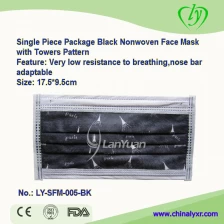 China Single Piece Package Black Nonwoven Face Mask with Towers Pattern manufacturer