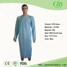 China Supply Disposable CPE Gown With Thumb Loop manufacturer