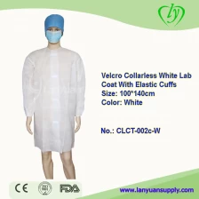 China Velcro Collarless White Lab Coat With Elastic Cuffs manufacturer