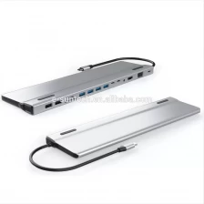 China 14 in 1 Type c hub Docking to RJ45 with UHD VGA TF SD USB3.0 * 3 Audio Jack USB2.0 PD with Ethernet manufacturer