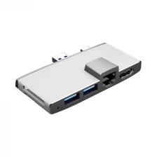 China 6 in 1 USB Hub Docking with Ethernet And USB Ports For Surface Pro Via USB3.0 & Mini DP Double Interface manufacturer