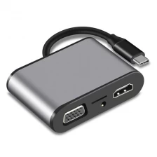 China E-Sun 8 in 1 Type C USB C Hub Docking Adapter to 3.0 USB 4K UHD VGA SD Card & Audio HUB For Type C Laptop manufacturer