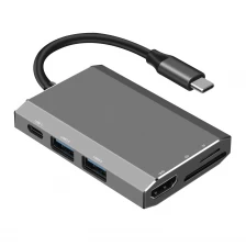 China E-Sun 6 in1 Type C Multiport for macbook with card reader SD and TF, 4K UHD and data 3.1 Type C docking adapter USB C HUB manufacturer