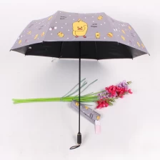 中国 2020 Hot sale high quality custom pongee fabric 3fold umbrella promotional rain umbrella manual open gray メーカー
