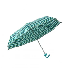 中国 21英寸* 8k折超迷你绿色条纹灯架防雨伞 制造商