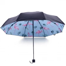 China 3 Faltbarer, sonnendichter Mini-Regenschirm mit Digitaldruck innen Hersteller