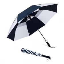 China Amazon Hot Sale Custom 27 Zoll große Größe schwarz und weiß 2-fach Regenschirm mit Logo-Druck Hersteller
