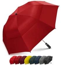 中国 Customized Automatic Open Strong Waterproof Double Canopy 2 Folding Golf Rain Umbrellas メーカー