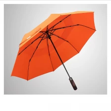 Chine Haute qualité parapluie respirant auto ouvert longue poignée en bois double couche parapluie de golf pliable fabricant