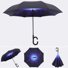 중국 LOTUS 23 Inch Double Layer Car Umbrella Standing Reverse Umbrella Pattern for Advertising Umbrella 제조업체