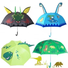 China Lotus Popular Custom cartoon dinosaur Print Outdoor Use Animal Shape Child Rain Umbrella for Kids fabrikant