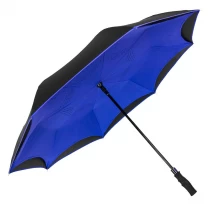 China Der beliebteste Reverse-Regenschirm mit Gummibeschichtung und langem Tragegriff und Umhängetasche Hersteller