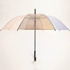 China New Fashion Transparent POE Colorful Bubble Dome Straight Umbrella with J Handle manufacturer