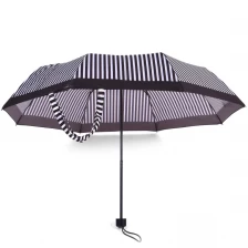 中国 购物袋条纹棕色supermini折叠伞与黑色塑料手柄 制造商