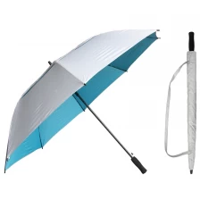 China Zilveren coating Fabric Promotion Advertising Zonnewerende Stick-paraplu fabrikant