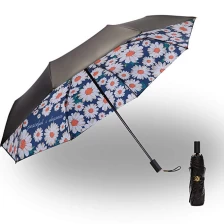 porcelana Standard size windproof UV protection 3 folding compact travel umbrella parasol fabricante