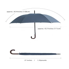 중국 도매 프로 모션 J 후크 나무 손잡이 단일 레이어 스트레이트 우산 제조업체