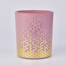 China Frasco de vidro da vela da cor do pulverizador 10oz com decalque do ouro fabricante
