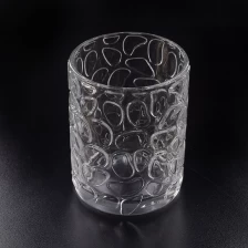China 10oz Unique paw print embossed cylinder clear glass candle holder manufacturer