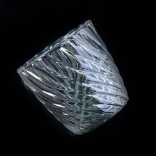 China 10oz Unique twist embossed clear glass candle jar pengilang