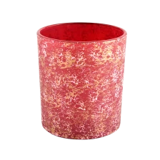 China 10oz cylinder glass candle holders speckle pattern for candle making manufacturer