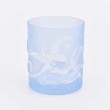 China 10oz frosted blue glass candle jars wholesaler for home decor manufacturer
