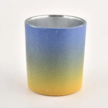 China 10oz gradient blue color glass candle jar for home decor wholesale manufacturer