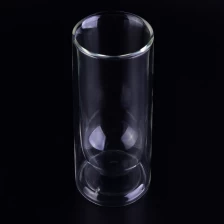 Cina 10 once dritto doppio bicchiere di vetro della parete per l'acqua, tè, caffè, bevande produttore