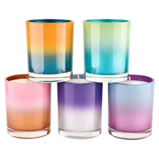 China 10oz straight side glass candle vessels gradurated color decoration manufacturer