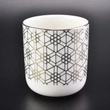 中国 10oz white ceramic candle cup with gold printing 制造商